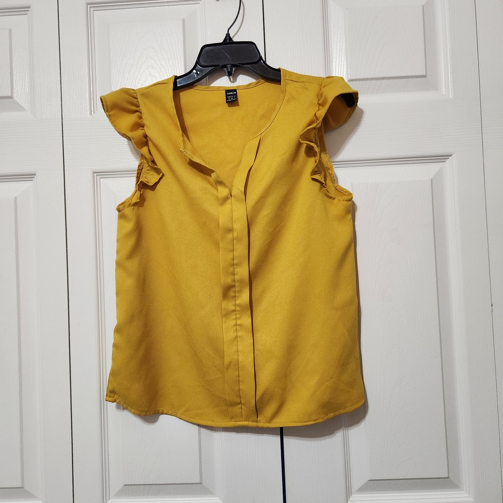 SHEIN Yellow Ruffle Sleeve Blouse - Picture 5 of 5
